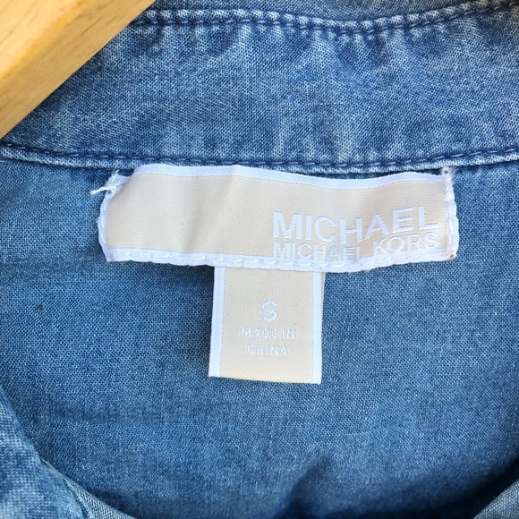 Michael Kors Denim Button Up Top - Picture 3 of 6